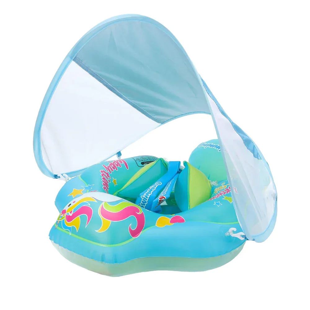 Uppblåsbar Babysimring med Solskydd – Skydd och Rolighet