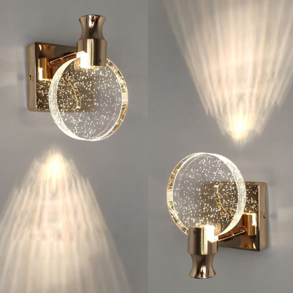 Lyxig Rund Kristall Vägglampa – Celestia