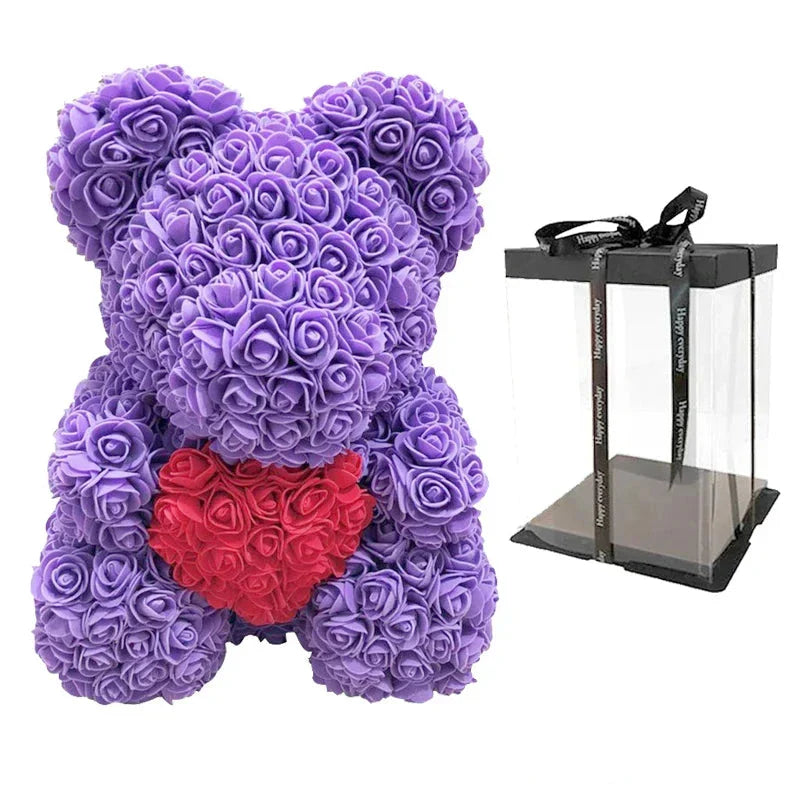 VivaBloom Oso de Rosa Romántico | Oso de rosa eterno hecho a mano para momentos llenos de amor