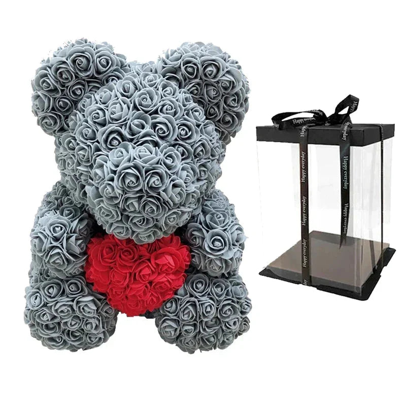 VivaBloom Oso de Rosa Romántico | Oso de rosa eterno hecho a mano para momentos llenos de amor