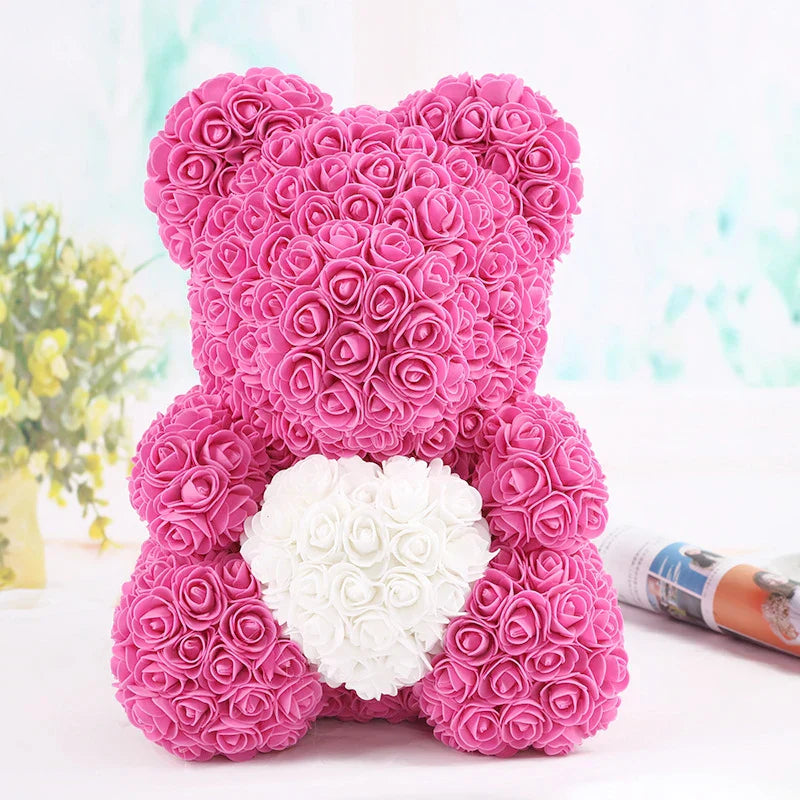 VivaBloom Oso de Rosa Romántico | Oso de rosa eterno hecho a mano para momentos llenos de amor