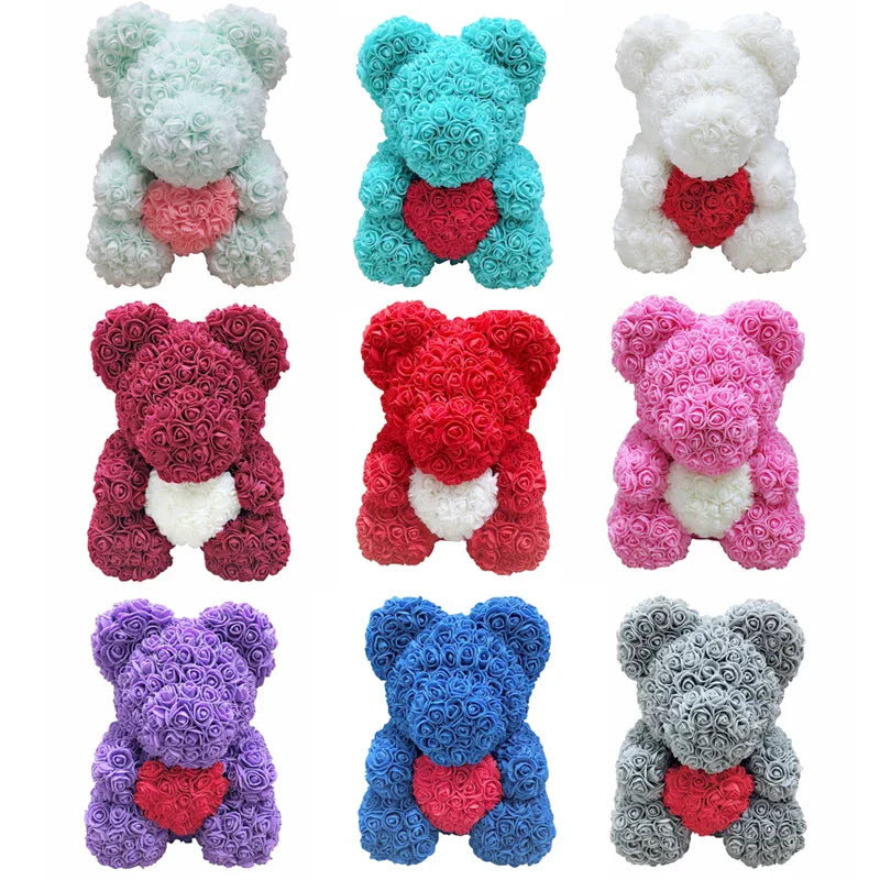 VivaBloom Oso de Rosa Romántico | Oso de rosa eterno hecho a mano para momentos llenos de amor