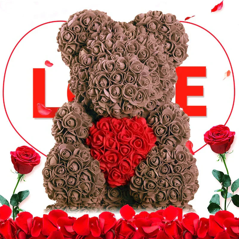 VivaBloom Oso de Rosa Romántico | Oso de rosa eterno hecho a mano para momentos llenos de amor