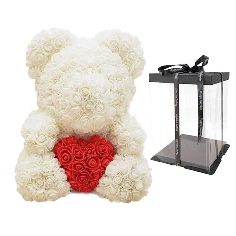 VivaBloom Oso de Rosa Romántico | Oso de rosa eterno hecho a mano para momentos llenos de amor