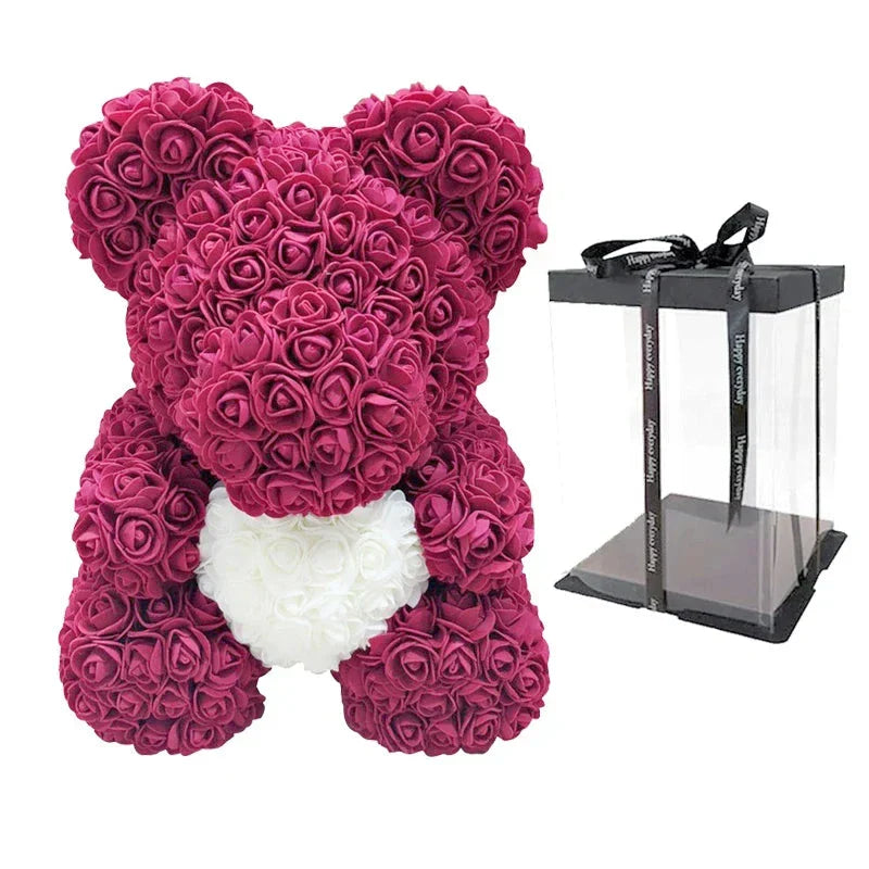 VivaBloom Oso de Rosa Romántico | Oso de rosa eterno hecho a mano para momentos llenos de amor