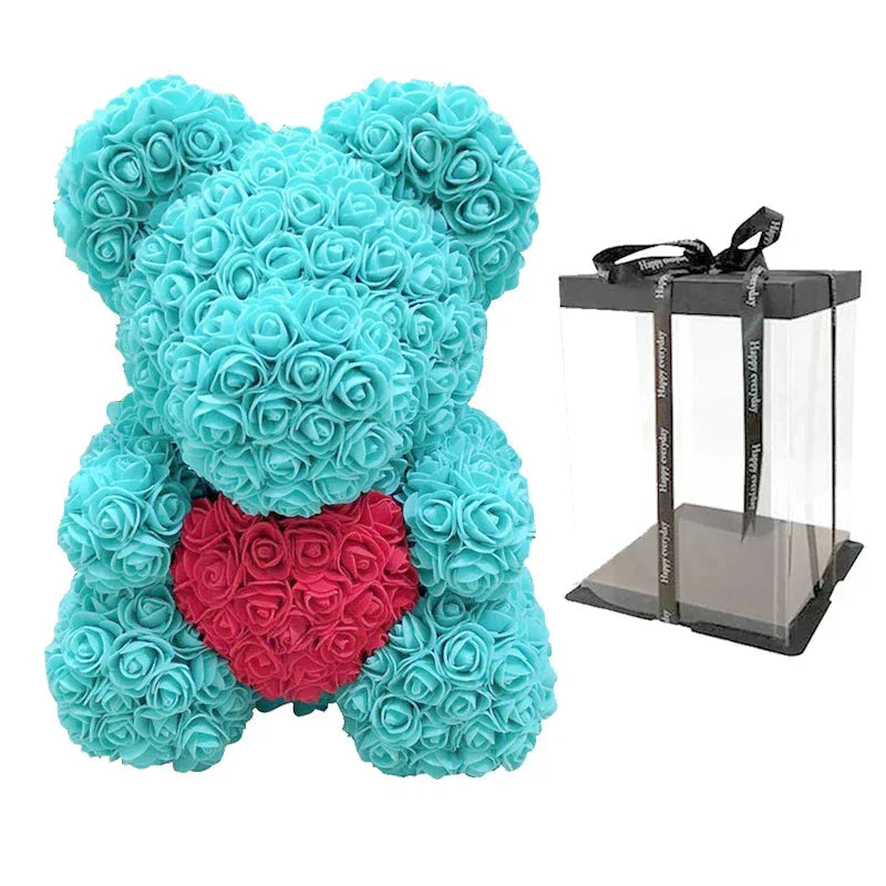 VivaBloom Oso de Rosa Romántico | Oso de rosa eterno hecho a mano para momentos llenos de amor