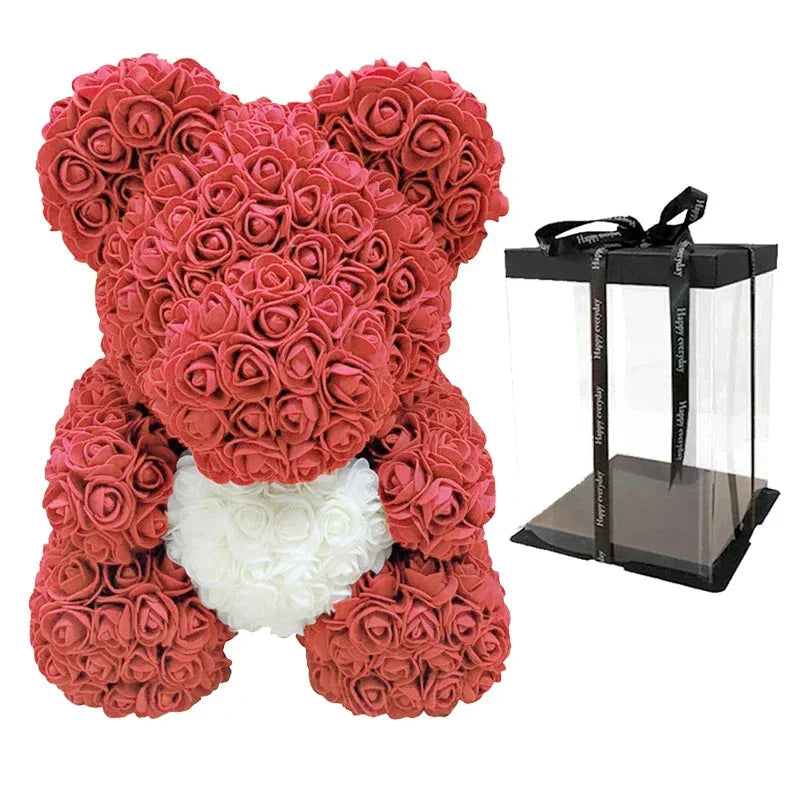 VivaBloom Oso de Rosa Romántico | Oso de rosa eterno hecho a mano para momentos llenos de amor