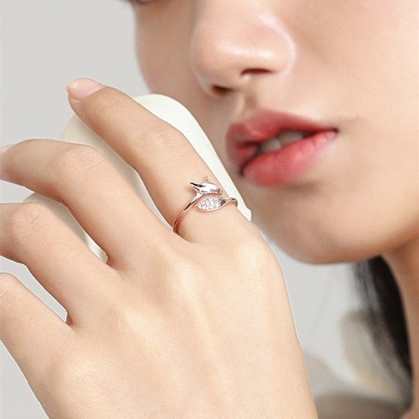 Rosa-Silver Räv Ring - Finn (Köp 1 Få 1 GRATIS)