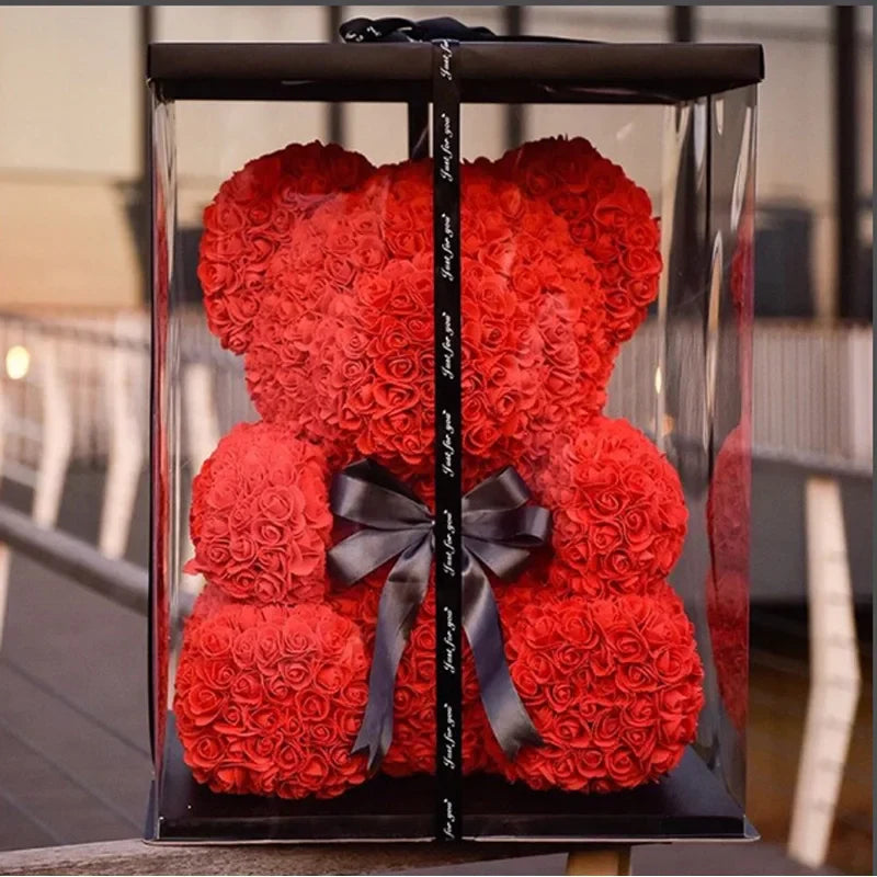 VivaBloom Oso de Rosa Romántico | Oso de rosa eterno hecho a mano para momentos llenos de amor