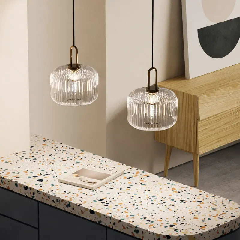 VeraGlow Japansk Hängande Lampa | Chic Nordisk glaspendellampa för varmt och stämningsfullt ljus
