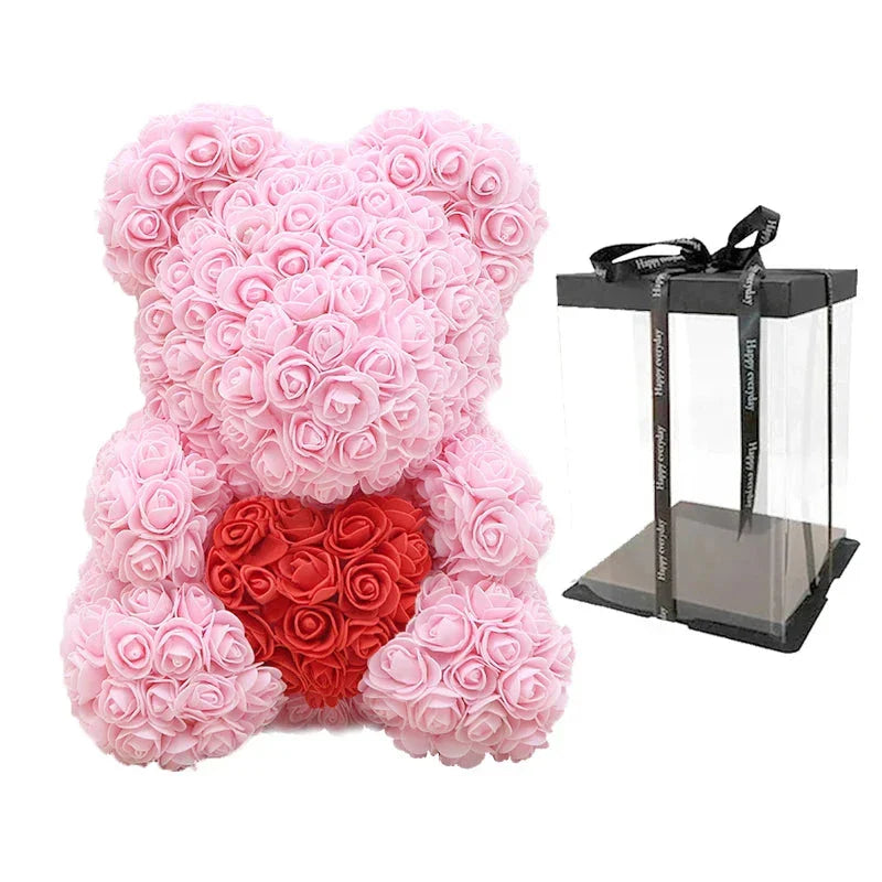 VivaBloom Oso de Rosa Romántico | Oso de rosa eterno hecho a mano para momentos llenos de amor