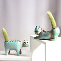 Lunavelle - Charming Ceramic Flower Pot with Cat Design for Plants