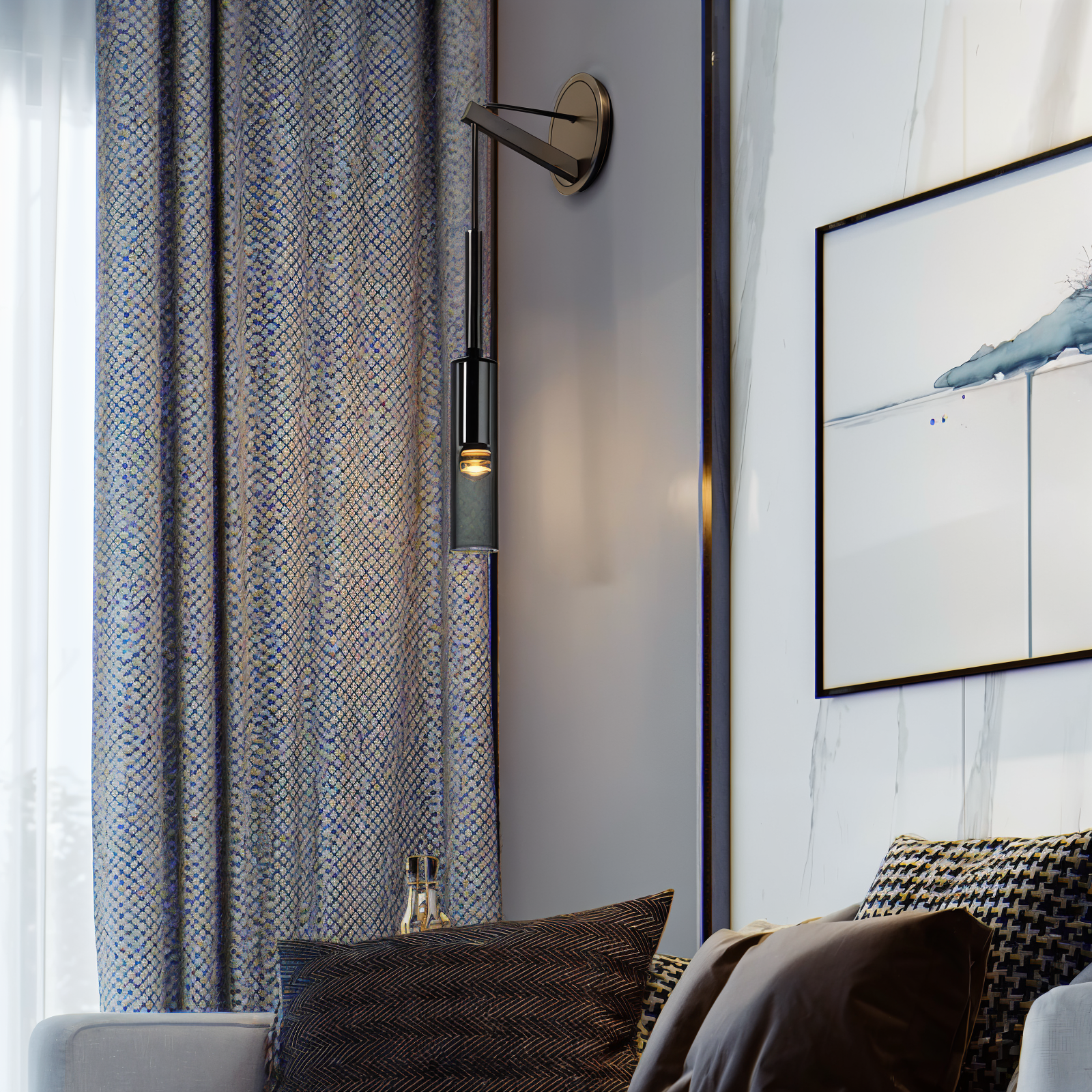 Minimalistisk Vägglampa med Rökt Glas – Orvane