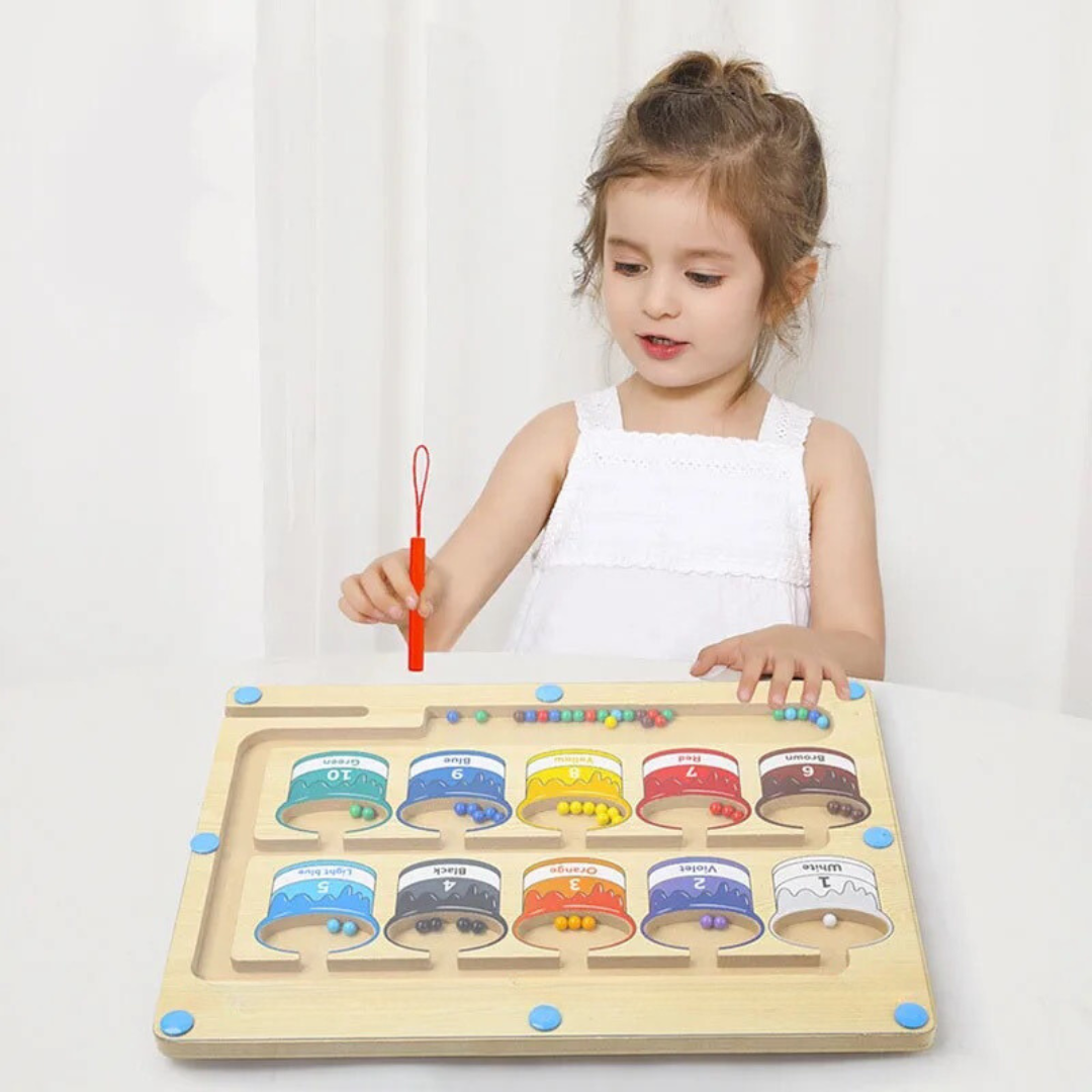 Magnetisk labyrint SkillCraft Montessori | Magnetisk labyrint för att lära sig färger, siffror och motoriska färdigheter