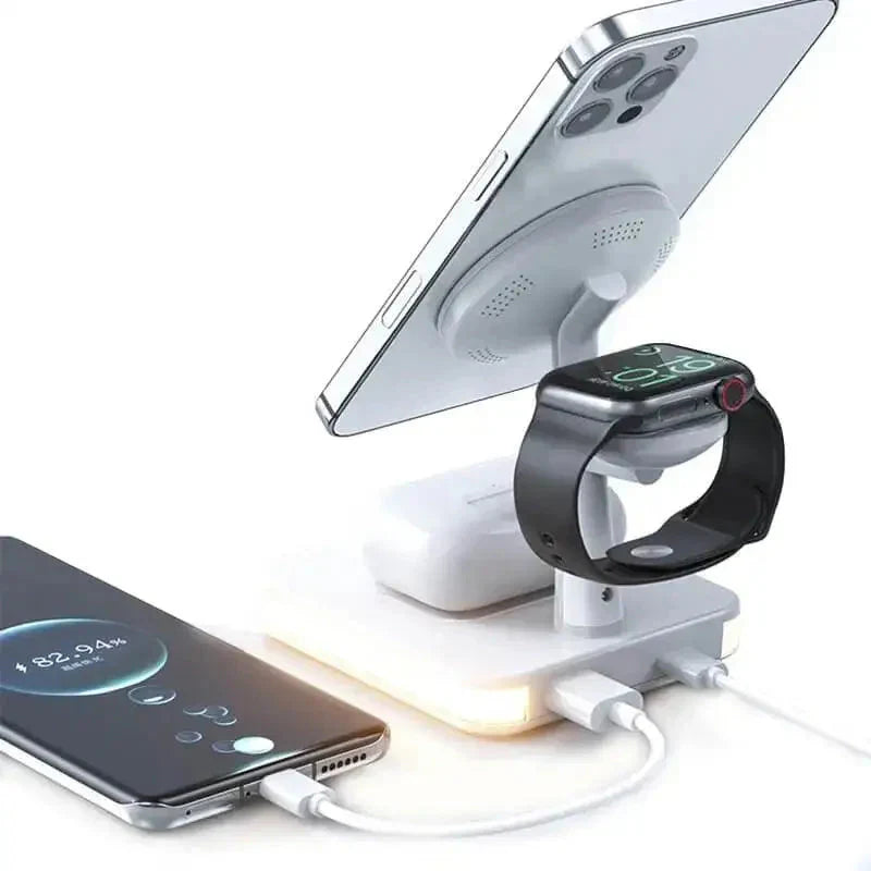 OpulenceCharge 3-i-1 Laddningsställ | Premium trådlös laddare med snabb magnetisk laddning för Apple-enheter