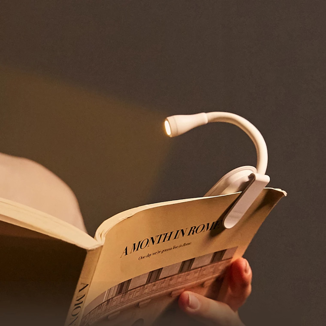LumiBeam Clip-On Lampa | LED-boklampa med flera färger och flexibel arm Justerbar