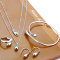 Fyra-delars vattendroppe smyckeset i S925 silver