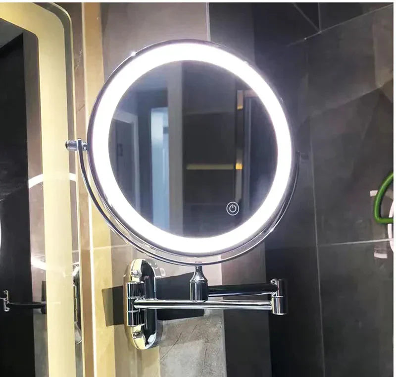 LumiReflect Premium LED Makeup Spegel | Uppladdningsbar väggmonterad förstoringsspegel med justerbart ljus