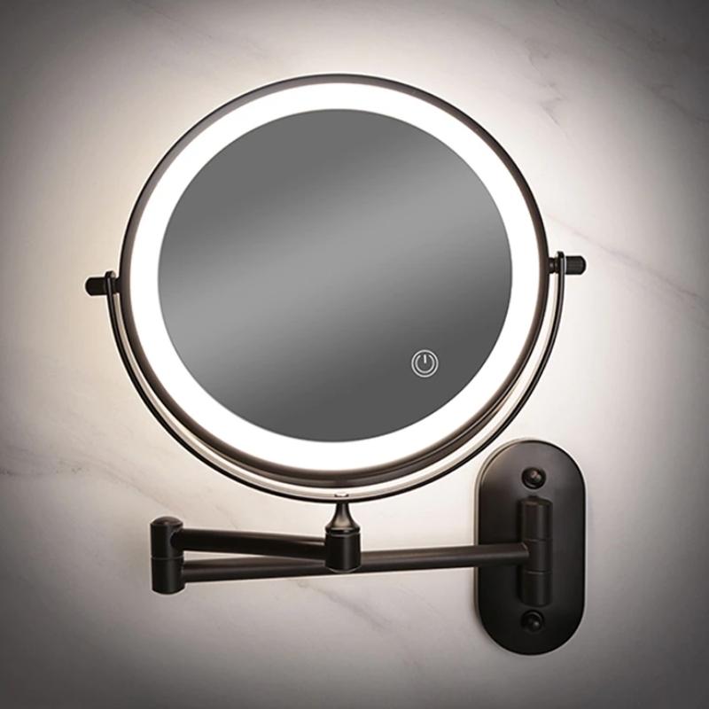 LumiReflect Premium LED Makeup Spegel | Uppladdningsbar väggmonterad förstoringsspegel med justerbart ljus