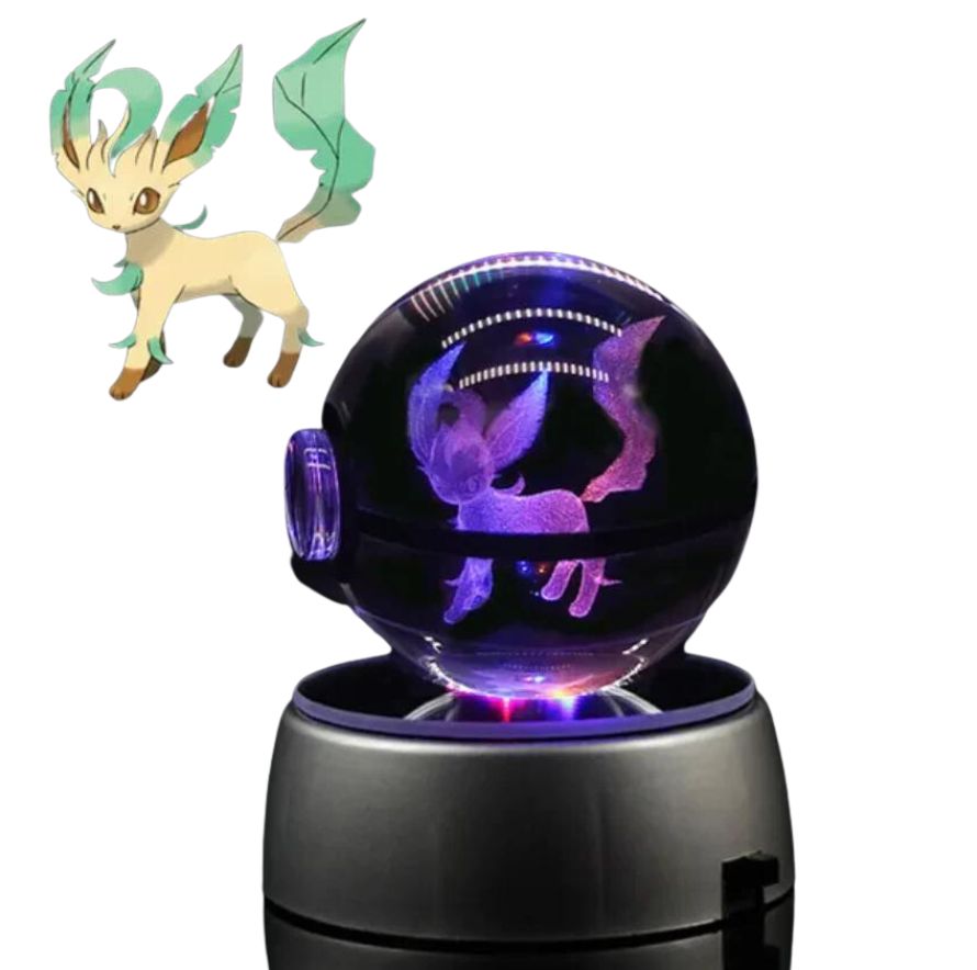EliteGlow Pokémon Kristallkula | 3D Graverad Kristall med LED-ljus