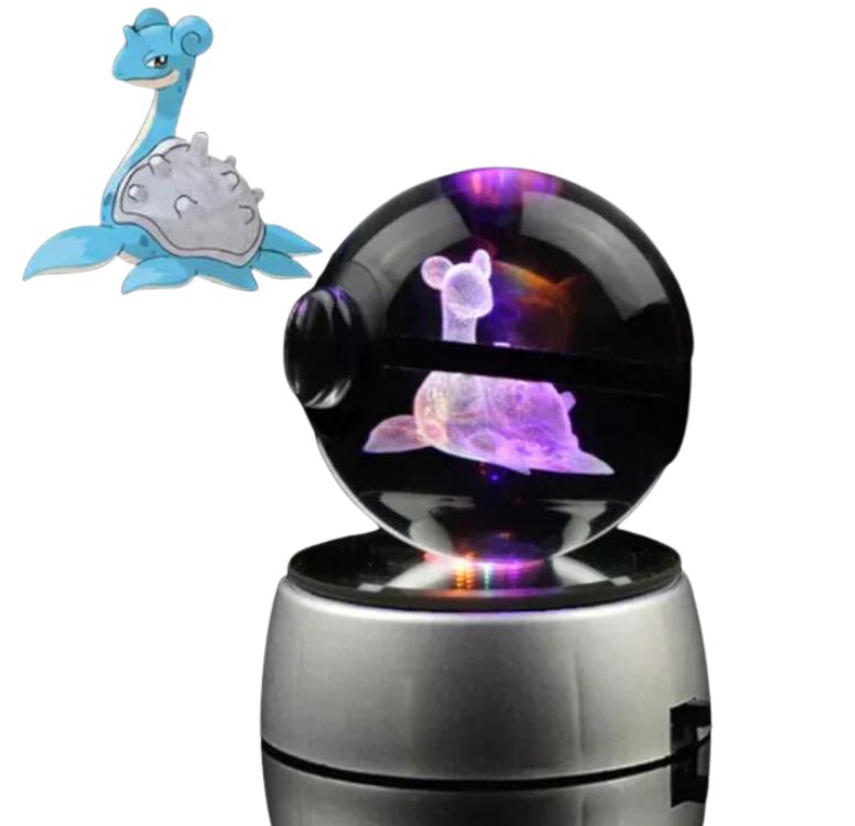 EliteGlow Pokémon Kristallkula | 3D Graverad Kristall med LED-ljus