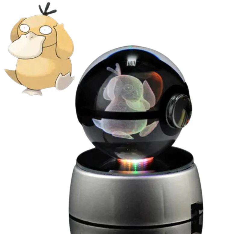 EliteGlow Pokémon Kristallkula | 3D Graverad Kristall med LED-ljus