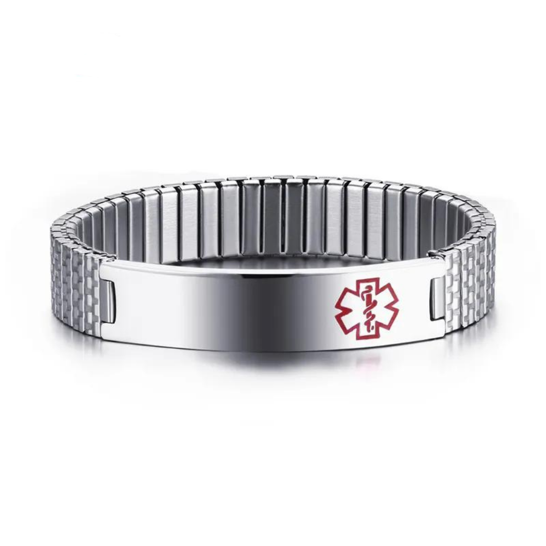 LifeSafe Medicinsk Larmarmband | Anpassningsbart ID-armband i rostfritt stål för säkerhet och stil