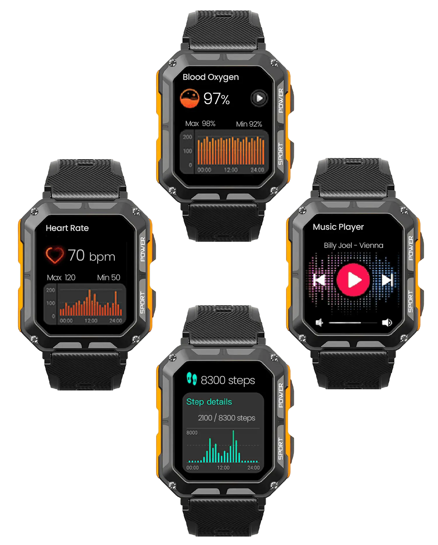 Robust Smartwatch med Pulsmätare & Stegräknare - EnduranceX