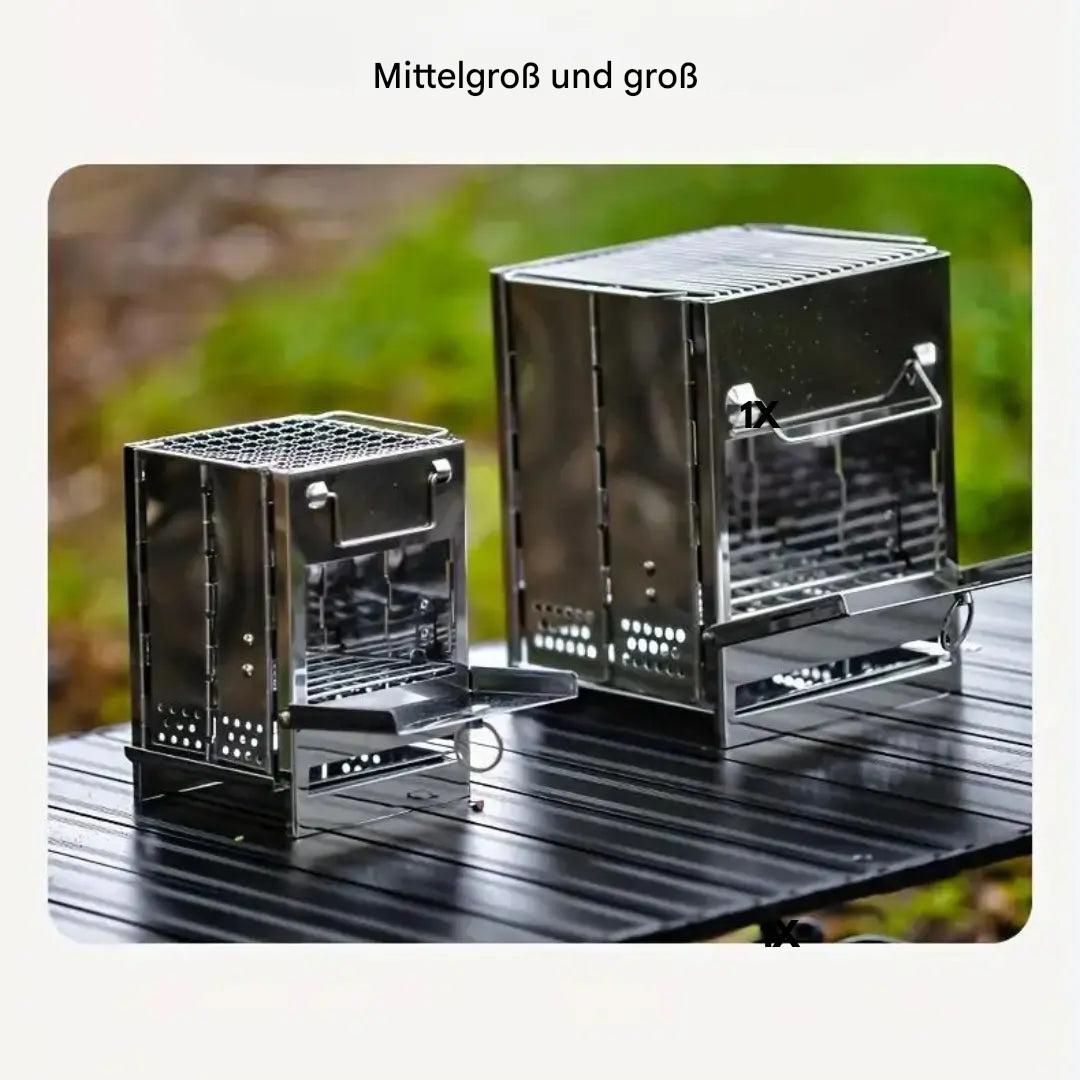 Fällbar Rostfri Stål Vedspis - TrailFlame