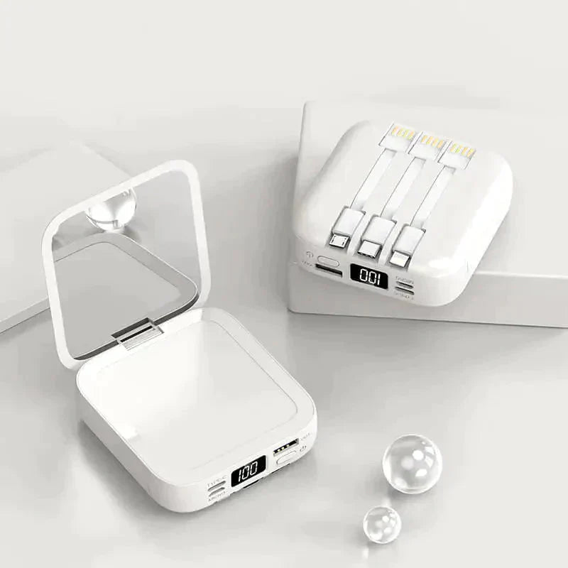 LuxeCharge Spegel Power Bank | Stilig högkapacitets power bank med LED-display och USB-C snabbladdning
