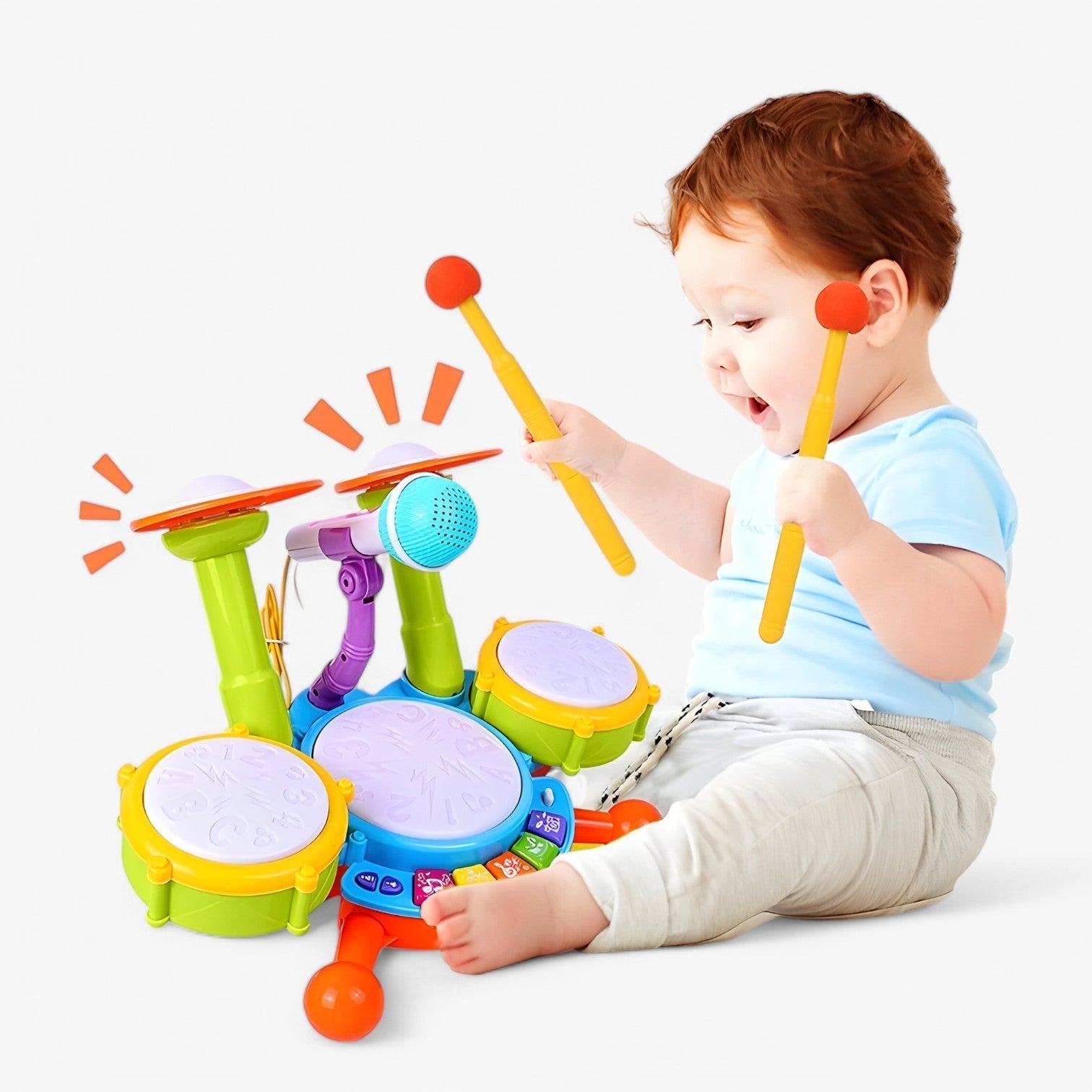 Interaktivt Lärande Trumset med Mikrofon för Småbarn – RhythmFun Mini
