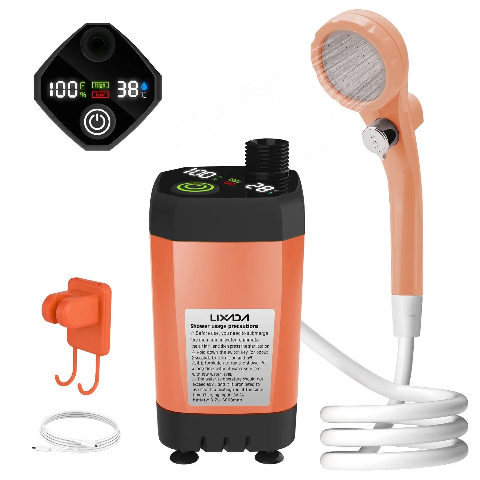 Mobil Camping Duschkit – Med Digital Display och Justerbart Vattenflöde för Äventyrare
