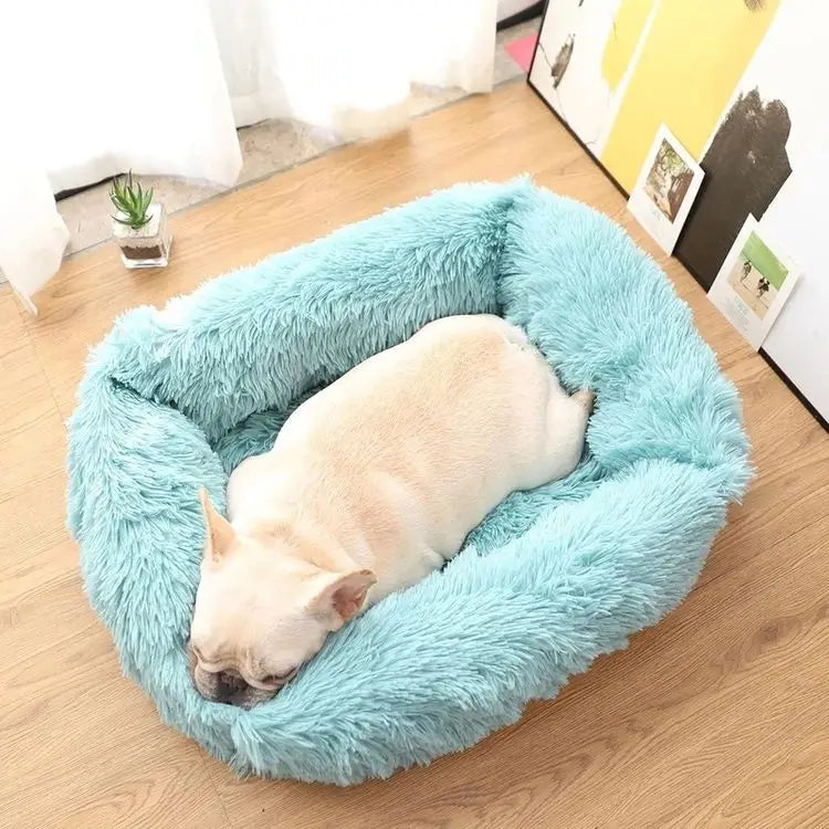 FurHaven Deluxe Hundsäng | Lång plysch, tvättbar säng för hundar och katter