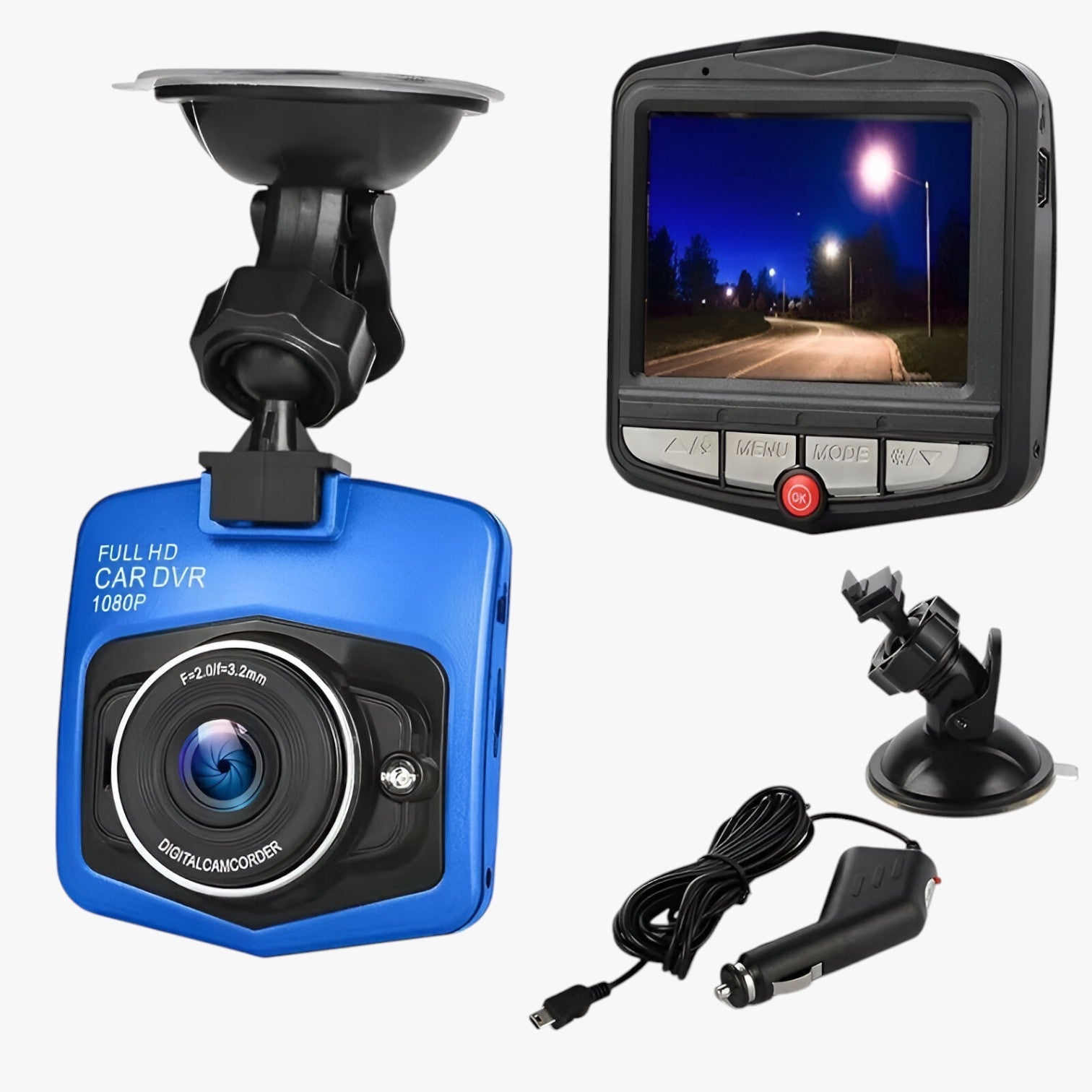 Kompakt 1080p HD Dashcam – Nattseende med Loopinspelning
