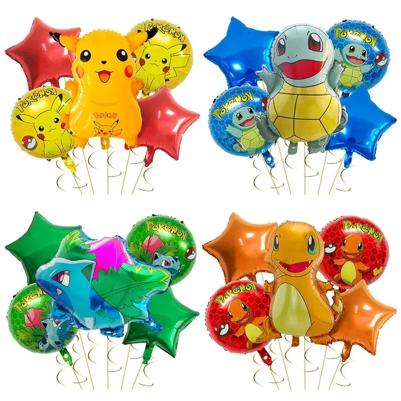 Pikachu och Charmander Aluminiumballonger – Partydekoration för Pokémon-fans