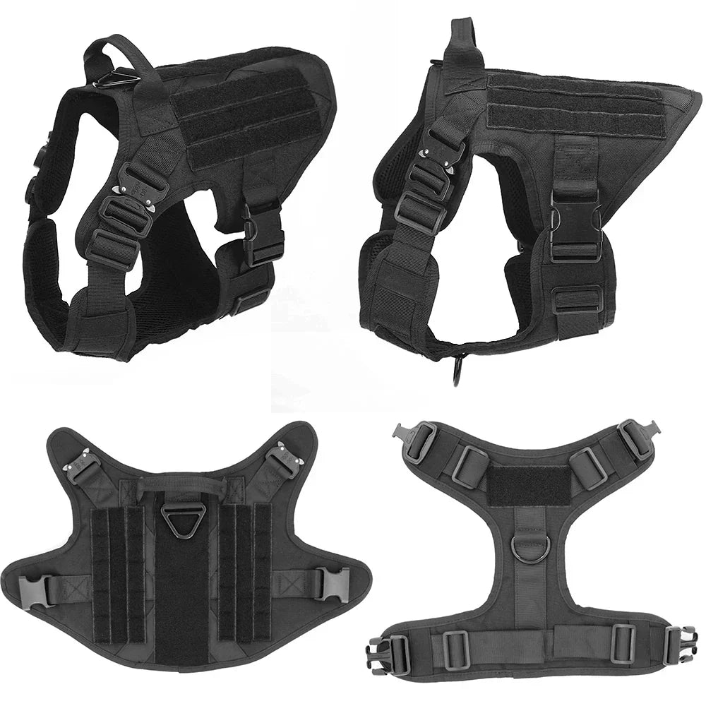 TacticalElite K9 Sele och Koppling Set - Militärstil Sele för Stora Hundar med Träningskoppel