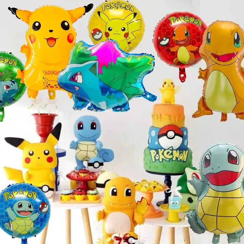 Pikachu och Charmander Aluminiumballonger – Partydekoration för Pokémon-fans