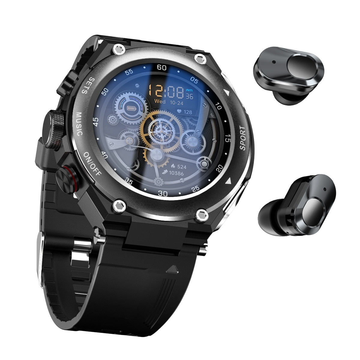 Komplett Smartwatch med Integrerade Trådlösa Hörlurar – AlphaX