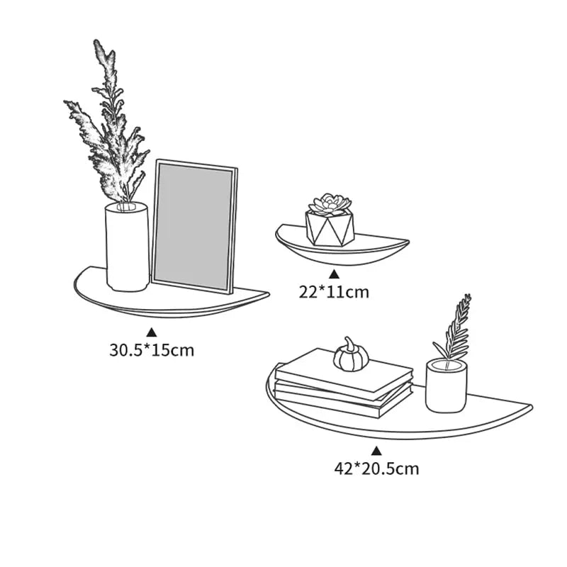 WoodVogue Semicircle Hängande Hylla | Premium trähylla för projektordisplay & förvaring