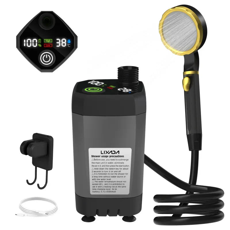 Mobil Camping Duschkit – Med Digital Display och Justerbart Vattenflöde för Äventyrare