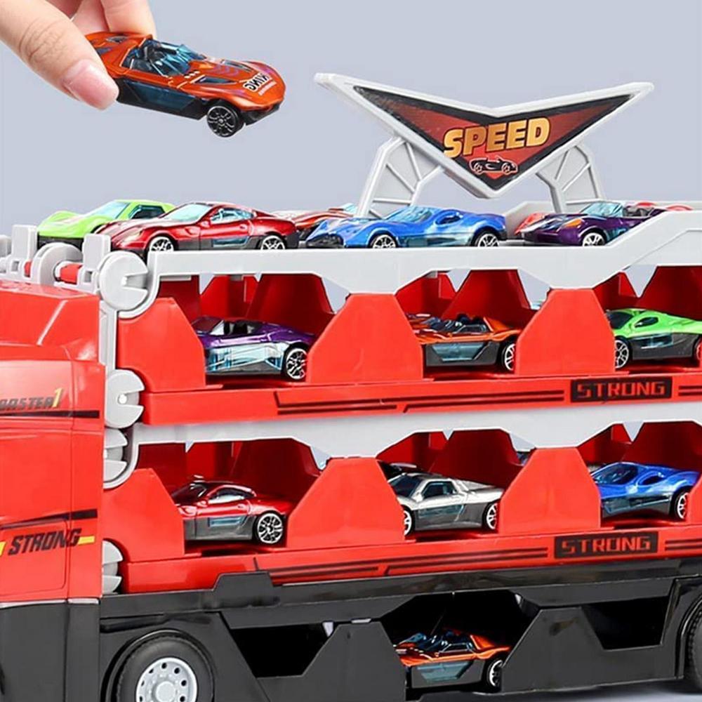 Leksakstruck med Släp och Bilar - MegaTransporter