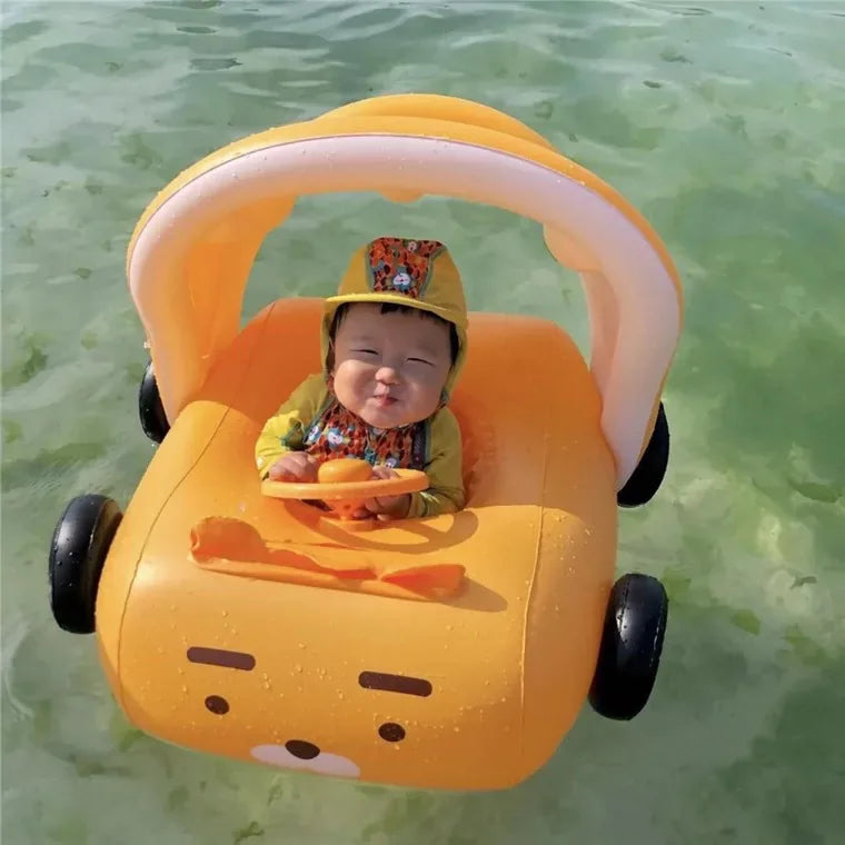 Uppblåsbar Babypoolstol med Solskydd och Ratt – Perfekt för Sommar och Strandkul