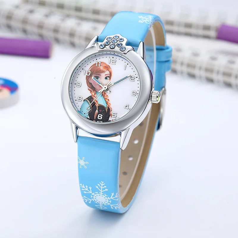 Fryst Prinsessa Elsa Klocka för Barn – Läderrem och Magisk Design