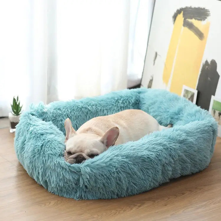 FurHaven Deluxe Hundsäng | Lång plysch, tvättbar säng för hundar och katter