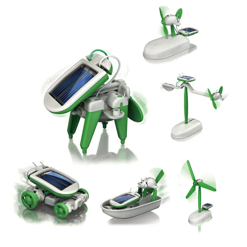6-i-1 Solenergi Robotkit – Bygg och Lär med Segelbåt, Vattenhjul, Bil och Mer