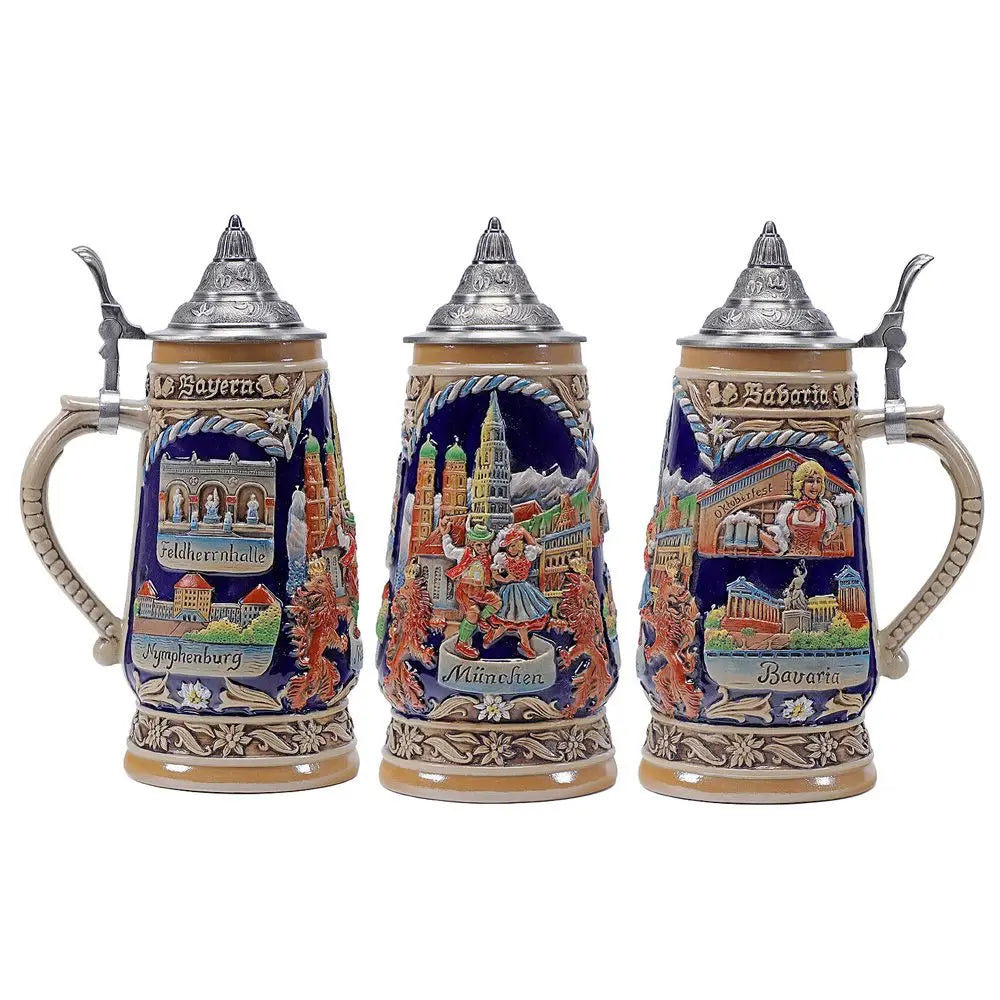 Ölkrus med Reliefer & Tennlock (0,8 L) – Bavaria Mug Oktoberfest 2025
