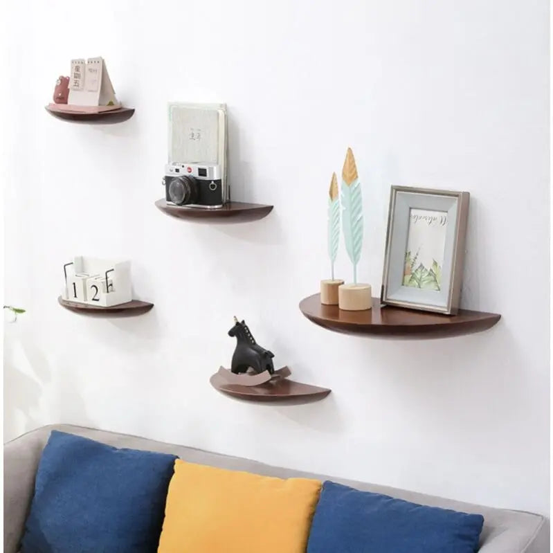 WoodVogue Semicircle Hängande Hylla | Premium trähylla för projektordisplay & förvaring