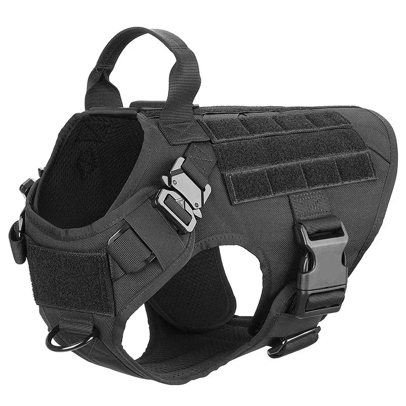 TacticalElite K9 Sele och Koppling Set - Militärstil Sele för Stora Hundar med Träningskoppel