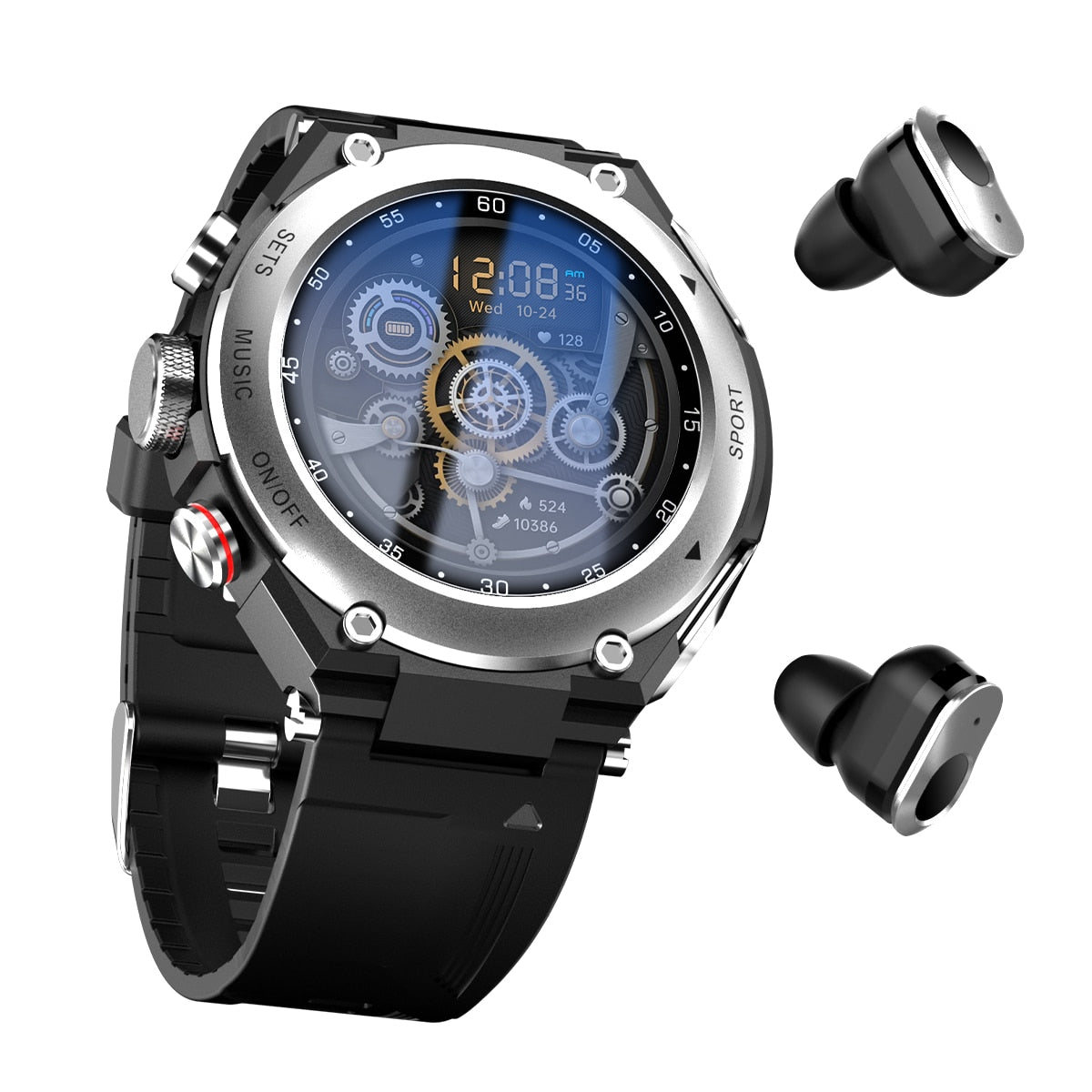 Komplett Smartwatch med Integrerade Trådlösa Hörlurar – AlphaX