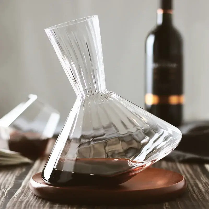 LuxeSwirl Kristallkaraff | 360° Rotera Glas Karaff för Vin, Whiskey & Champagne